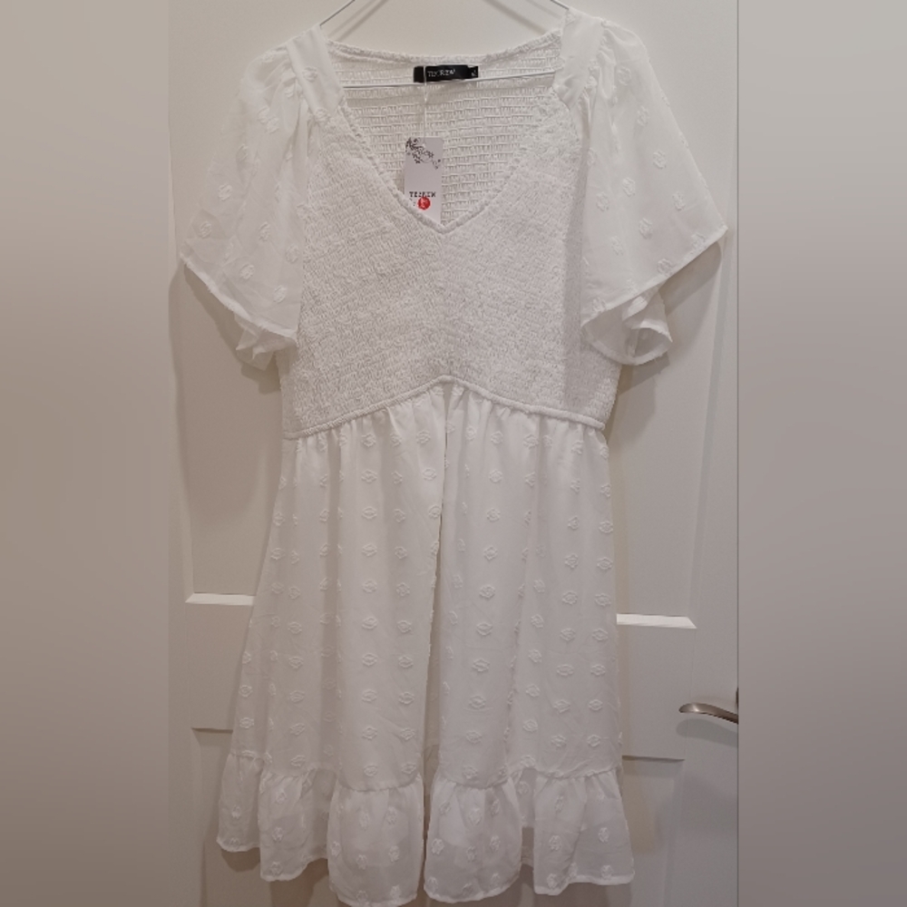 TECREW XL  White Dress Cottagecore, Whimsy, Wedding, Garden Fairy